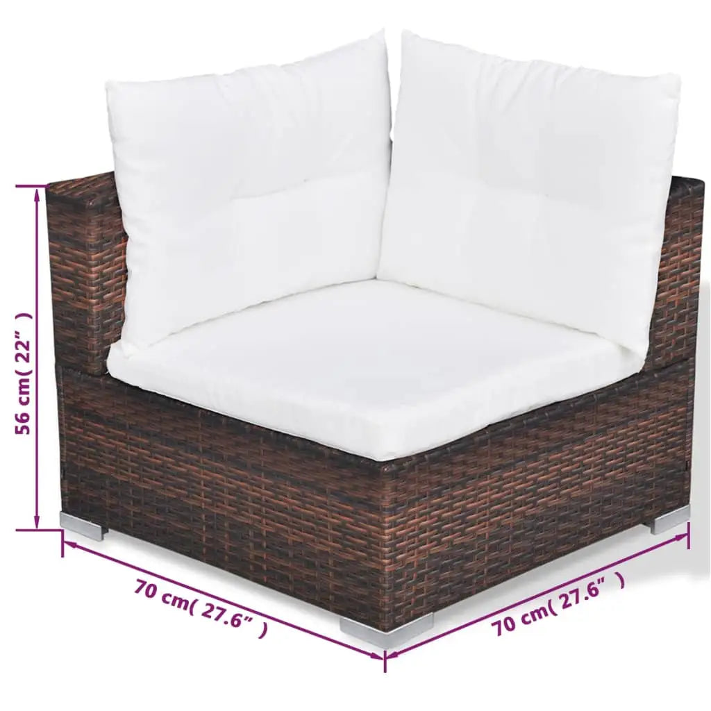 10 - tlg. Garten - Lounge - Set mit Auflagen Poly Rattan