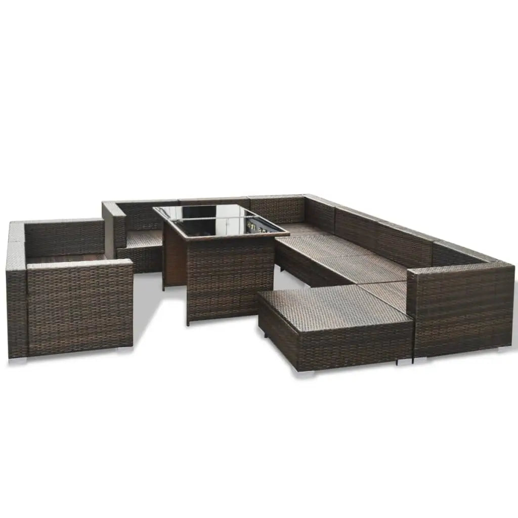 10 - tlg. Garten - Lounge - Set mit Auflagen Poly Rattan