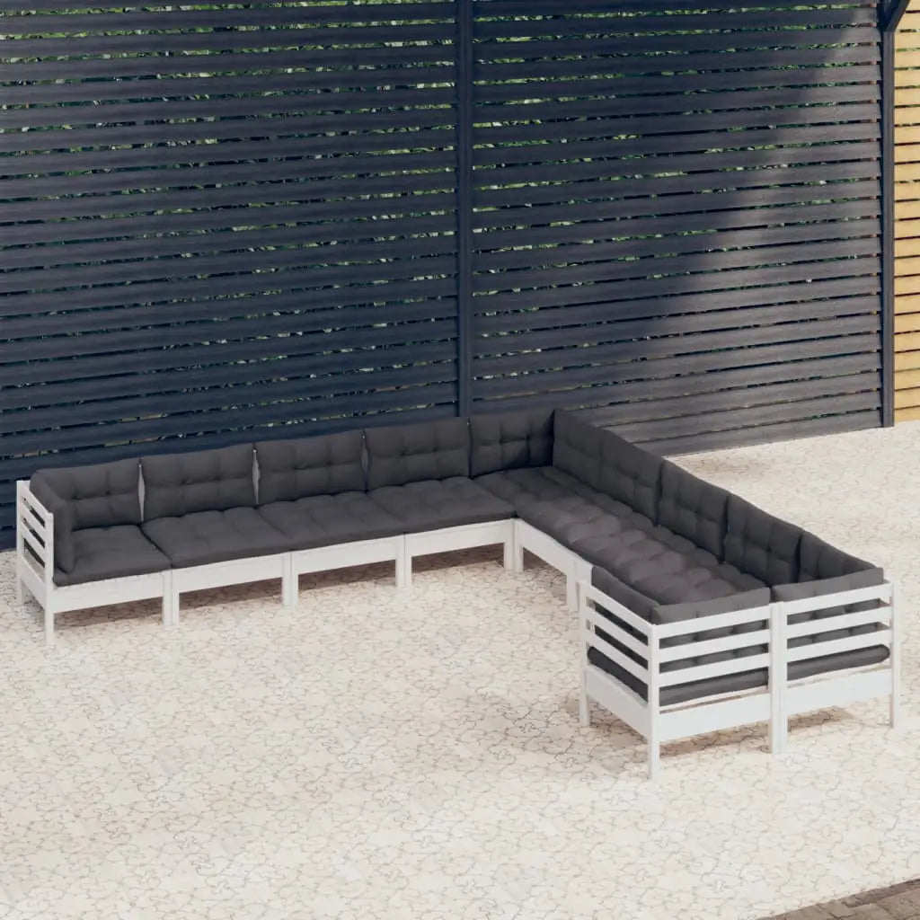 10 - tlg. Garten - Lounge - Set mit Kissen Weiß