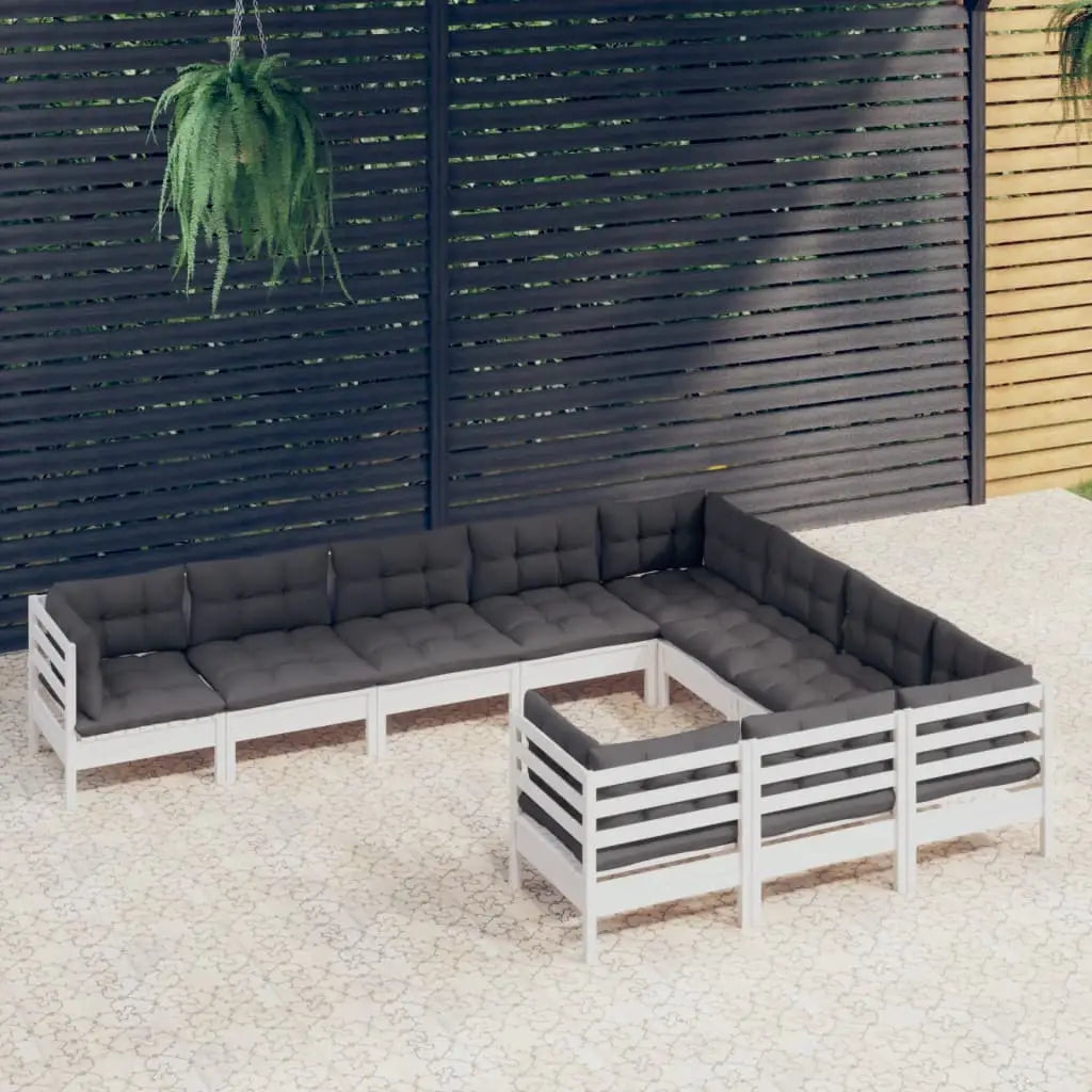 10 - tlg. Garten - Lounge - Set mit Kissen Weiß