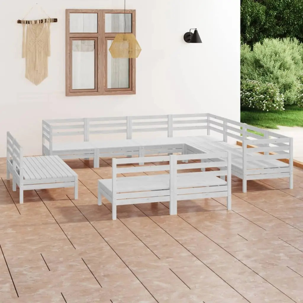 11 - tlg. Garten - Lounge - Set Massivholz Kiefer Weiß