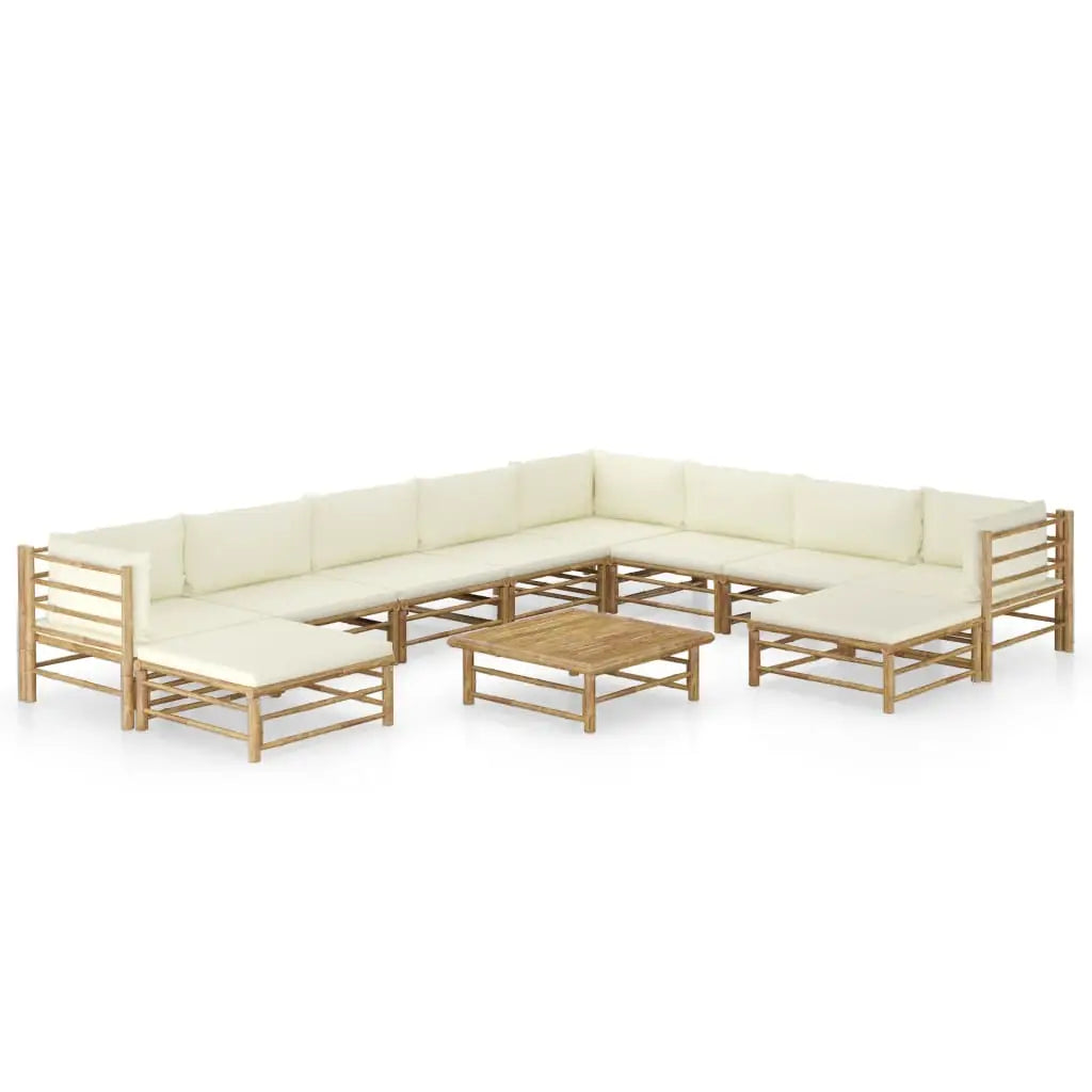 11 - tlg. Garten - Lounge - Set mit Cremeweißen Kissen