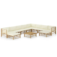 11 - tlg. Garten - Lounge - Set mit Cremeweißen Kissen