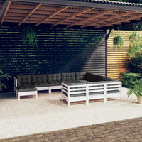 11 - tlg. Garten - Lounge - Set mit Kissen Weiß