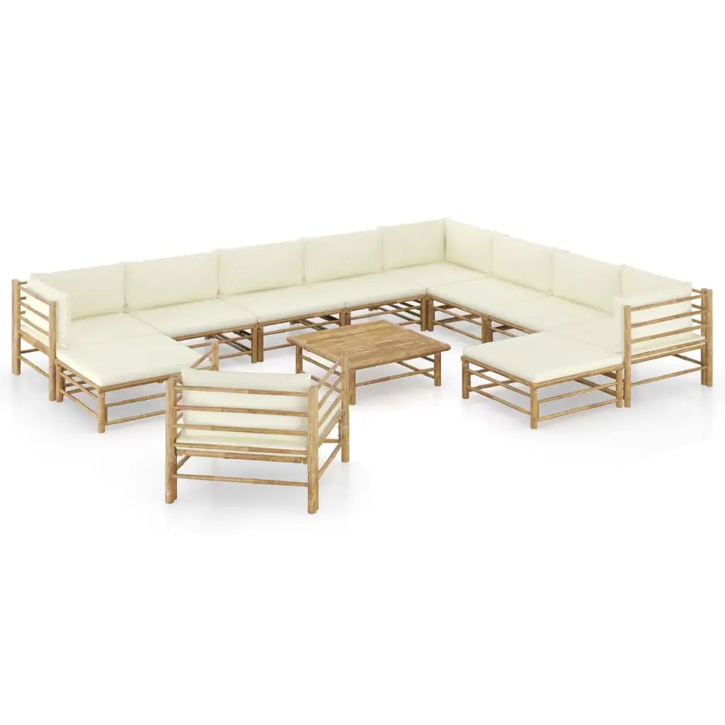 12 - tlg. Garten - Lounge - Set mit Cremeweißen Kissen