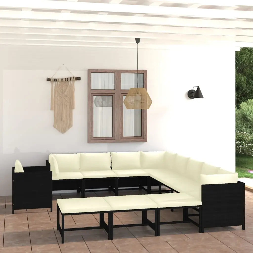 12 - tlg. Garten - Lounge - Set mit Kissen Poly Rattan