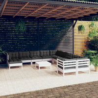 12 - tlg. Garten - Lounge - Set mit Kissen Weiß