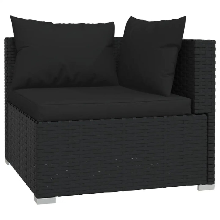 14 - tlg. Garten - Lounge - Set mit Kissen Schwarz Poly