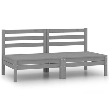 2 - Sitzer - Gartensofa Grau Kiefer Massivholz - Gartensofas