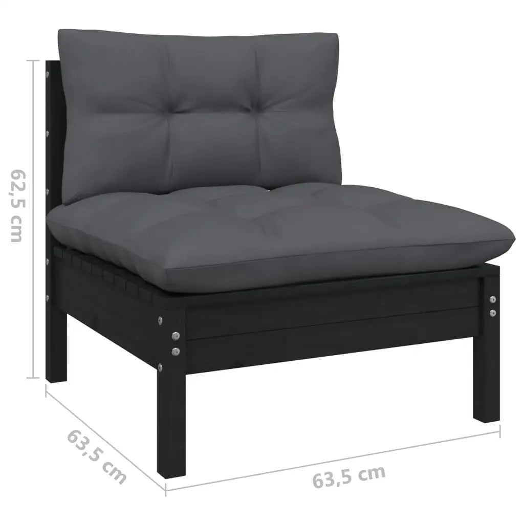 2 - Sitzer - Gartensofa mit Anthrazit Kissen Massivholz