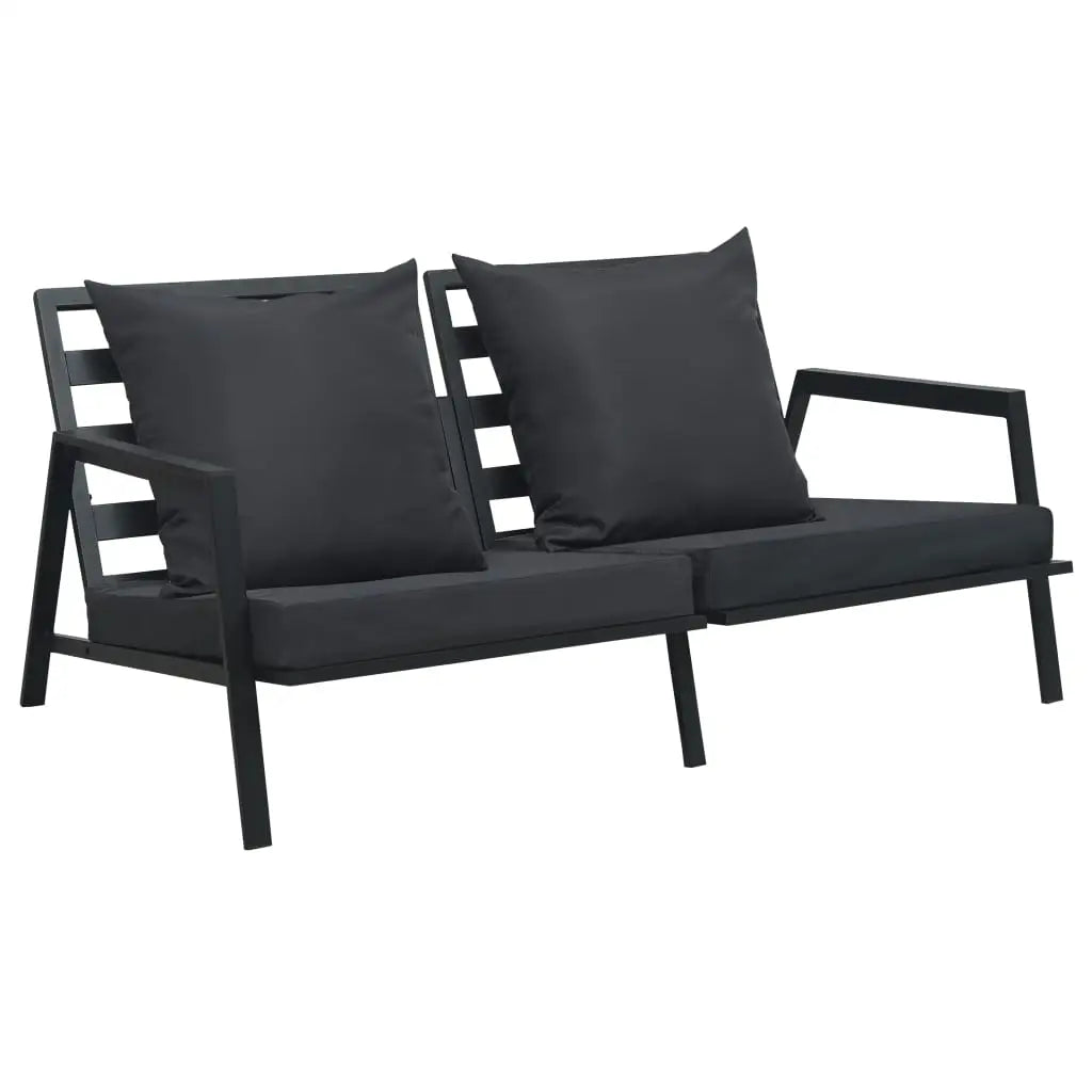 2 - Sitzer - Gartensofa mit Auflagen Dunkelgrau Aluminium