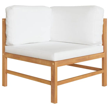 2 - Sitzer - Gartensofa mit Creme Kissen Massivholz Teak