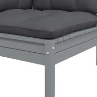 2 - Sitzer - Gartensofa mit Kissen Grau Massivholz Kiefer