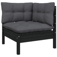 2 - Sitzer - Gartensofa mit Kissen Schwarz Massivholz