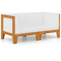 2 - Sitzer - Sofa mit Cremeweißen Kissen Akazie Massivholz