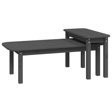 2-tlg. Couchtisch-Set Grau Massivholz Kiefer - Couchtische