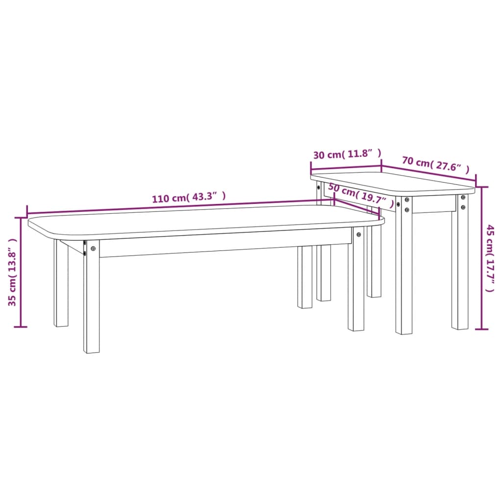 2-tlg. Couchtisch-Set Honigbraun Massivholz Kiefer