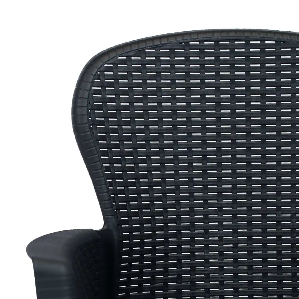 3 - tlg. Bistro - Set Kunststoff Anthrazit Rattan - Optik