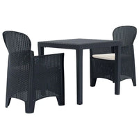 3 - tlg. Bistro - Set Kunststoff Anthrazit Rattan - Optik