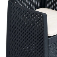 3 - tlg. Bistro - Set Kunststoff Anthrazit Rattan - Optik