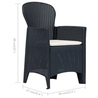 3 - tlg. Bistro - Set Kunststoff Anthrazit Rattan - Optik