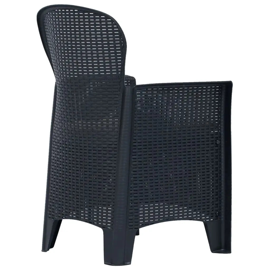 3 - tlg. Bistro - Set Kunststoff Anthrazit Rattan - Optik