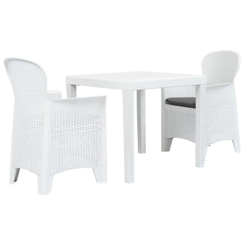 3 - tlg. Bistro - Set Kunststoff Weiß Rattan - Optik