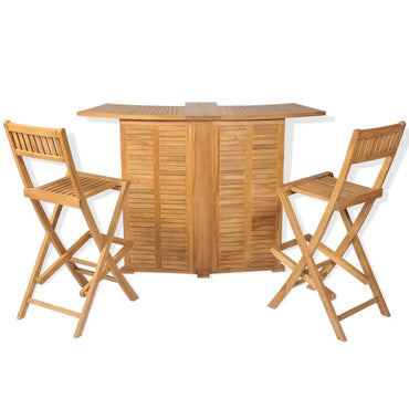 3 - tlg. Bistro - Set mit Klappstühlen Massivholz Teak