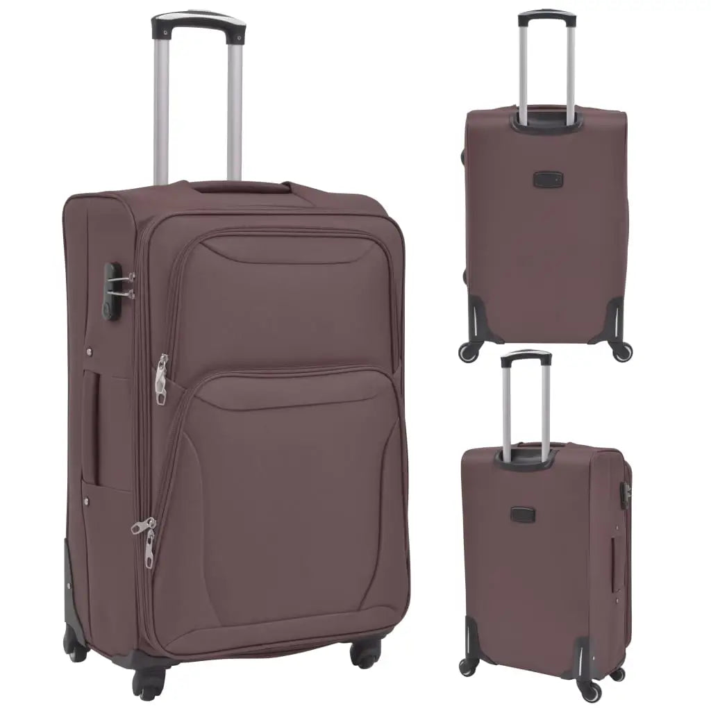 3 - tlg. Weichgepäck Trolley - Set Kaffeebraun - Reisekoffer