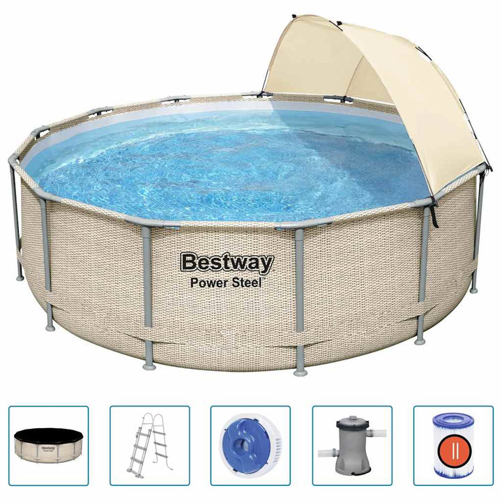 Power Steel Swimmingpool-Set mit Dach 396x107 cm