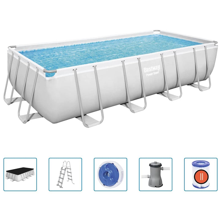 Power Steel Swimmingpool-Set Rechteckig 488x244x122 cm