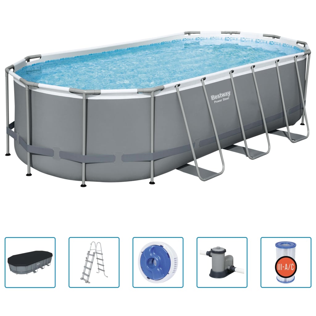 Bestway Power Steel Aufstellpool Oval 549x274x122 cm