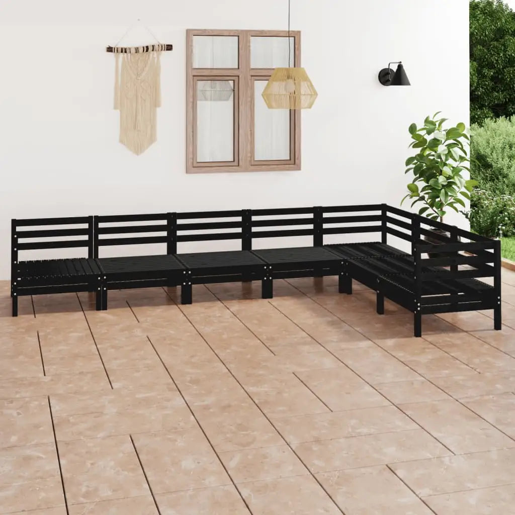 7 - tlg. Garten - Lounge - Set Massivholz Kiefer Schwarz