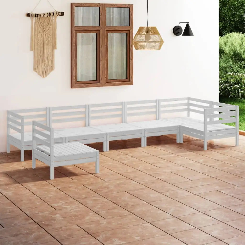 7 - tlg. Garten - Lounge - Set Massivholz Kiefer Weiß