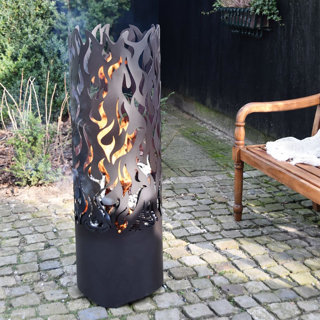 Esschert Design Feuerfass Flames Kohlenstoffstahl Schwarz FF408