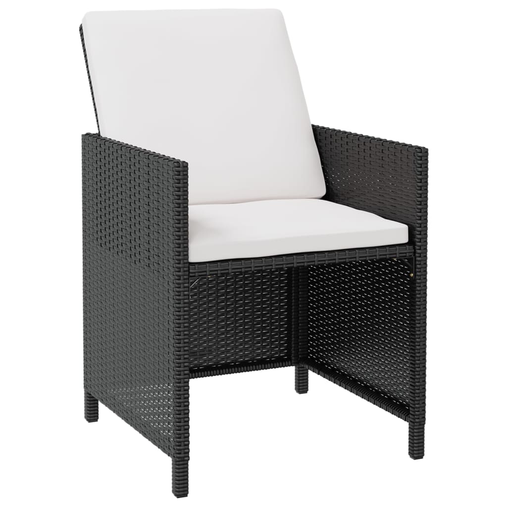 5-tlg. Garten-Essgruppe Poly Rattan Akazienholz Schwarz