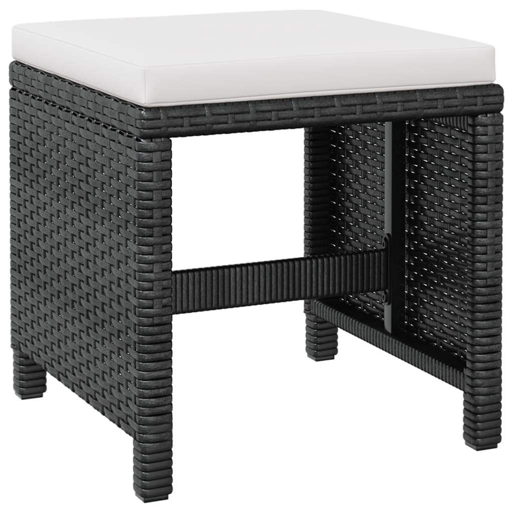 5-tlg. Garten-Essgruppe Poly Rattan Akazienholz Schwarz