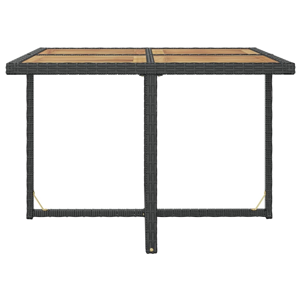 9-tlg. Garten-Essgruppe Poly Rattan Akazienholz Schwarz