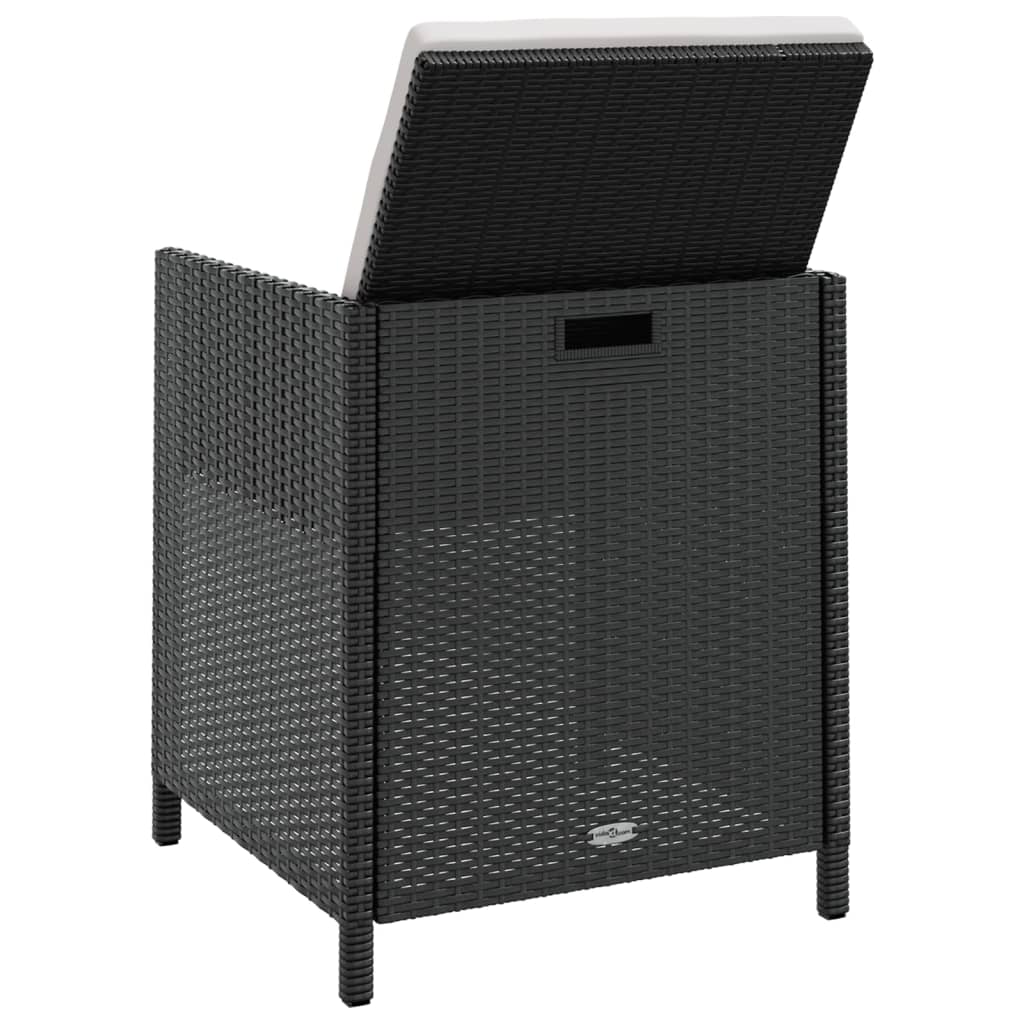 11-tlg. Garten-Essgruppe Poly Rattan Akazienholz Schwarz
