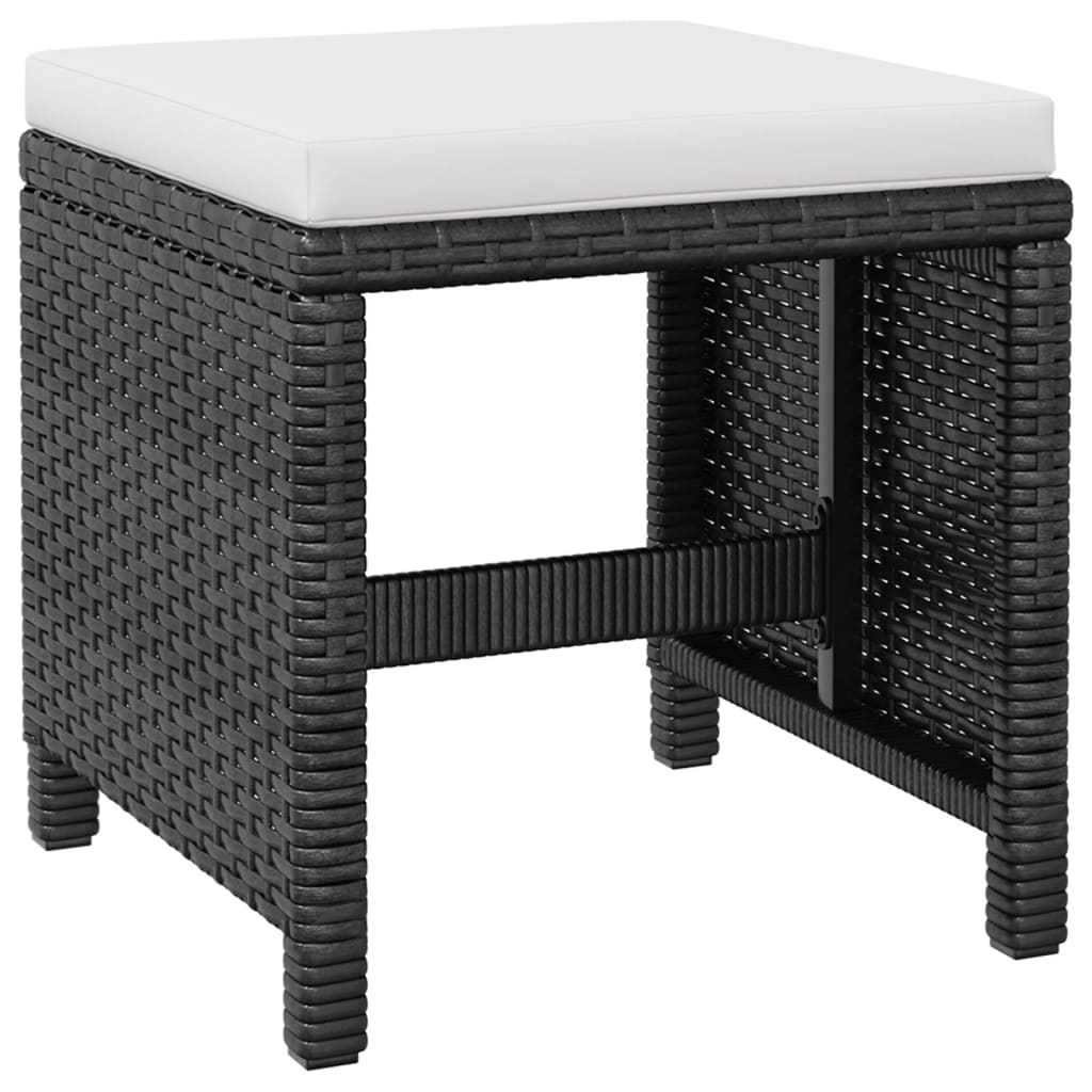 11-tlg. Garten-Essgruppe Poly Rattan Akazienholz Schwarz