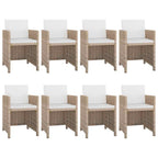 9-tlg. Garten-Essgruppe mit Auflagen Poly Rattan Beige