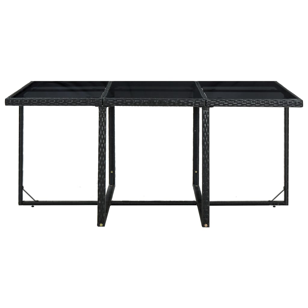 11-tlg. Garten-Essgruppe mit Auflagen Poly Rattan Schwarz