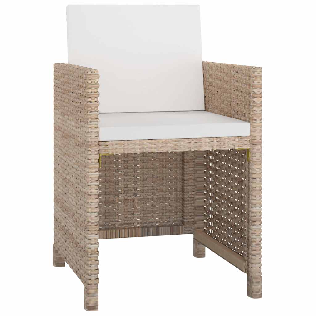 13-tlg. Garten-Essgruppe mit Auflagen Poly Rattan Beige