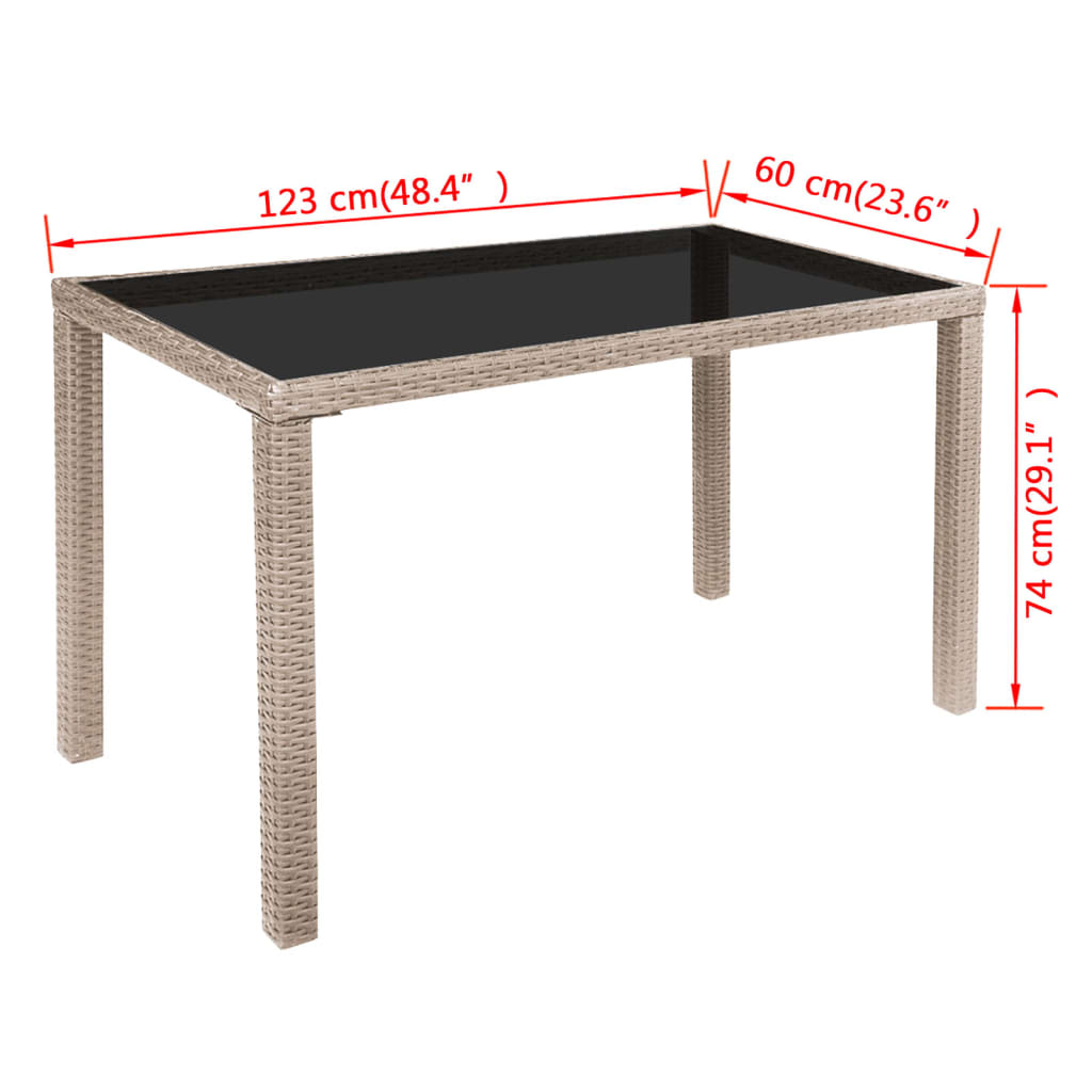 5-tlg. Garten-Essgruppe mit Auflagen Poly Rattan Beige