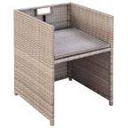 11-tlg. Garten-Essgruppe mit Auflagen Poly Rattan Beige