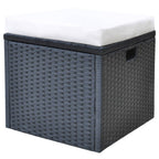 6-tlg. Garten-Essgruppe mit Kissen Poly Rattan Schwarz