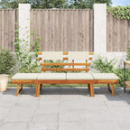 Gartenbank 2-in-1 mit Polstern 190 cm Massivholz Akazie