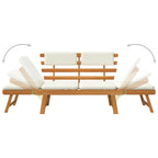 Gartenbank 2-in-1 mit Polstern 190 cm Massivholz Akazie
