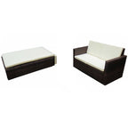2-tlg. Garten-Lounge-Set mit Auflagen Poly Rattan Braun