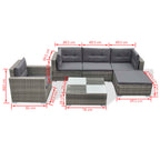 6-tlg. Garten-Lounge-Set mit Auflagen Poly Rattan Grau